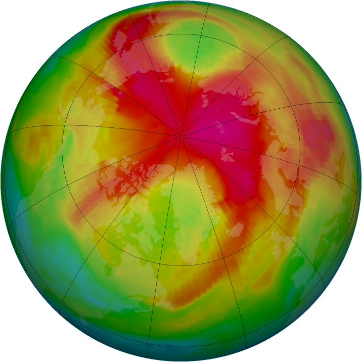 Arctic ozone map for 20 February 1989